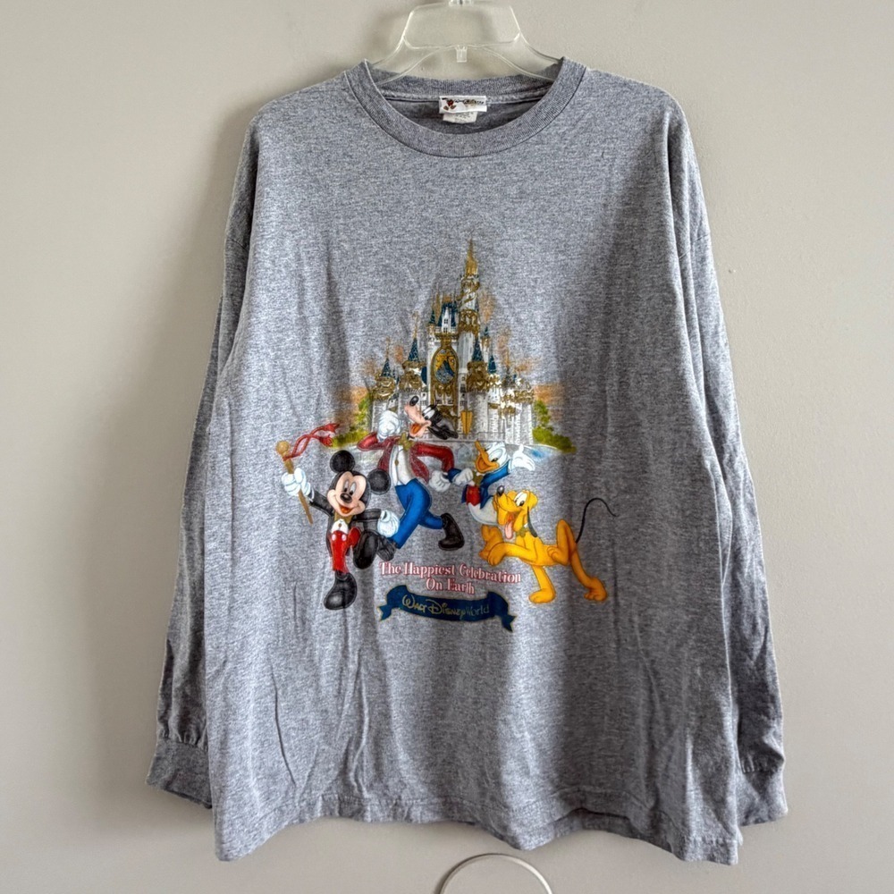 VTG Walt Disney World Mens XL Long Sleeve Shirt Happiest Celebration On Earth